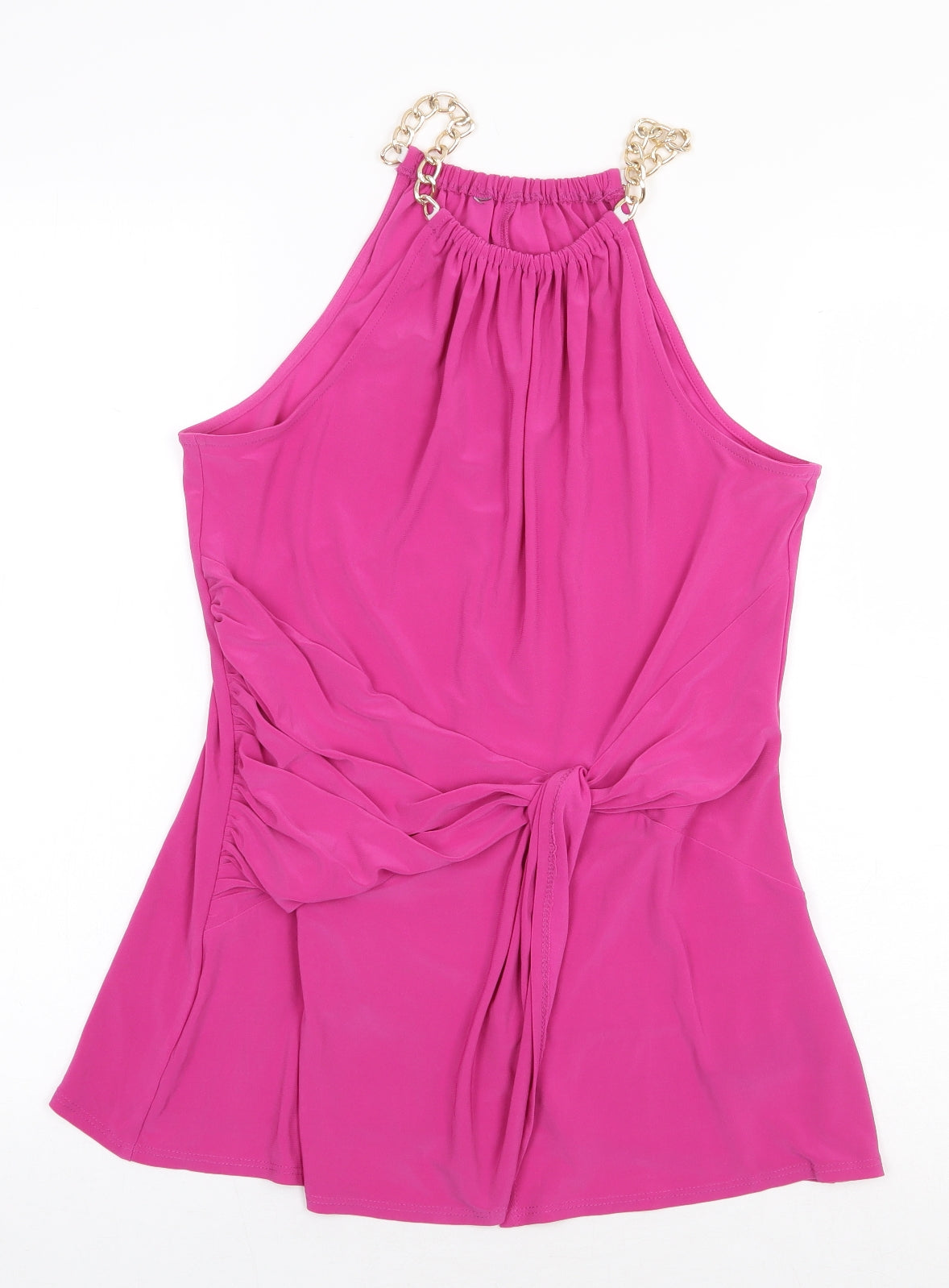 Debenhams Womens Pink Polyester Basic Tank Size 14 Scoop Neck - Chain Strap Detail
