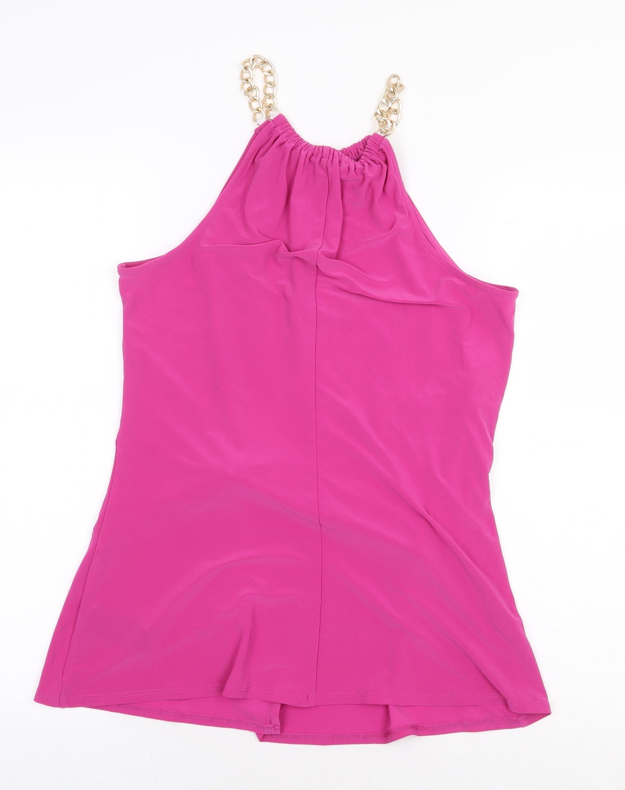 Debenhams Womens Pink Polyester Basic Tank Size 14 Scoop Neck - Chain Strap Detail