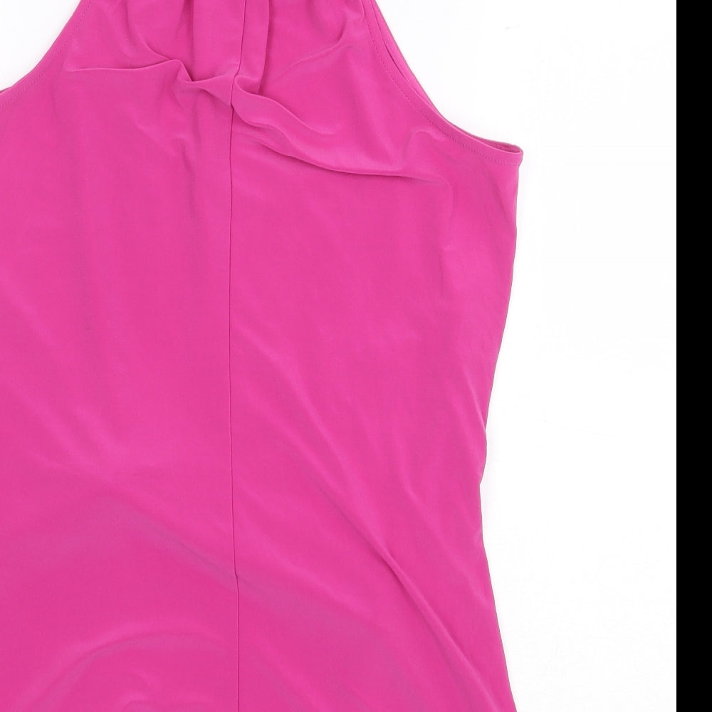 Debenhams Womens Pink Polyester Basic Tank Size 14 Scoop Neck - Chain Strap Detail