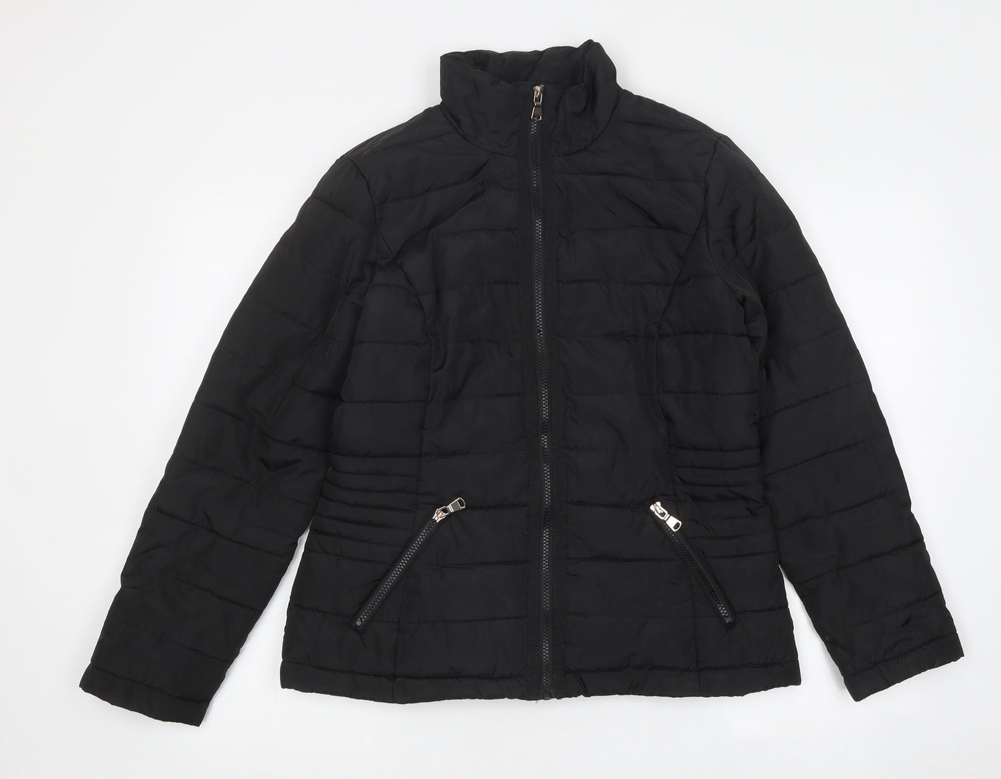 Dorothy Perkins Womens Black Quilted Jacket Size 6 Zip