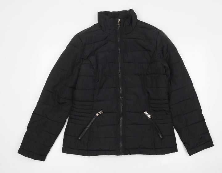Dorothy Perkins Womens Black Quilted Jacket Size 6 Zip