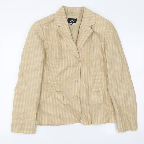 Per Una Womens Beige Striped Polyester Jacket Suit Jacket Size 12