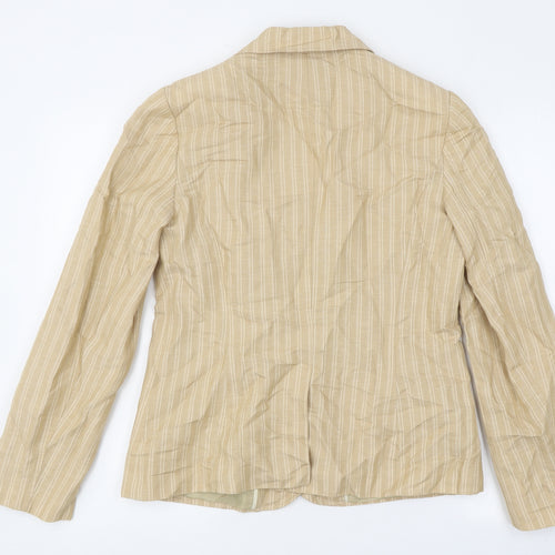 Per Una Womens Beige Striped Polyester Jacket Suit Jacket Size 12