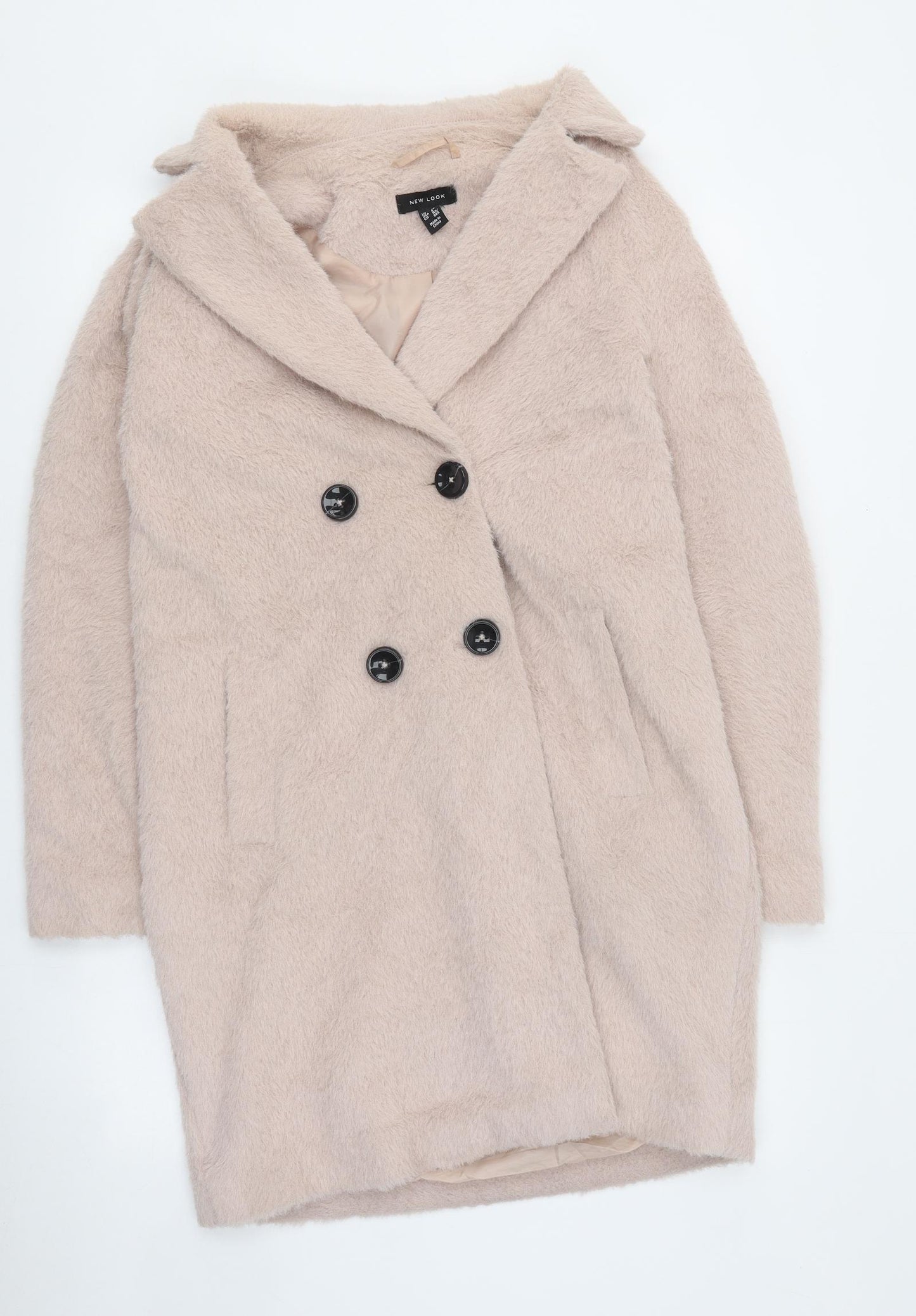 New Look Womens Pink Pea Coat Coat Size 10 Button