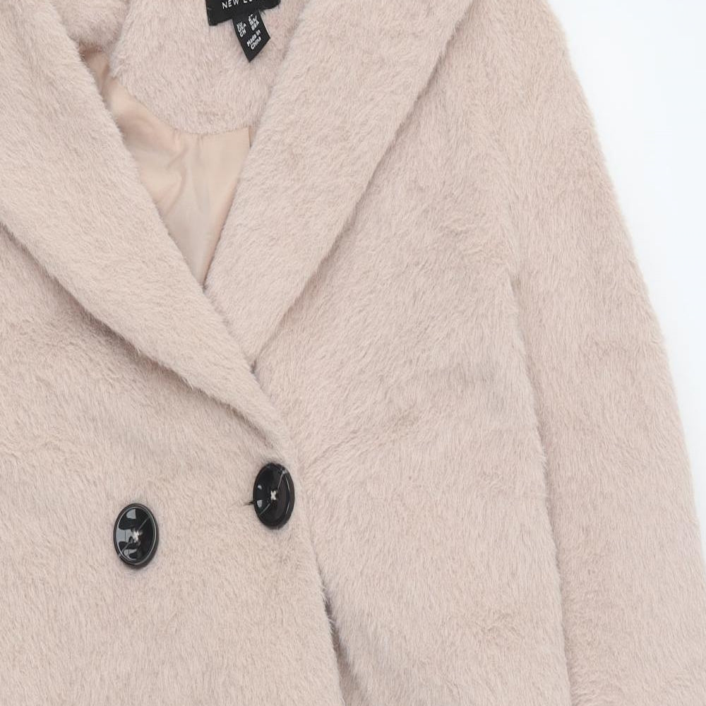 New Look Womens Pink Pea Coat Coat Size 10 Button