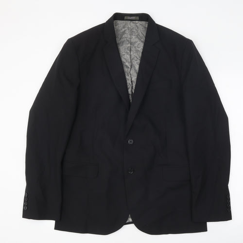 Simon Jersey Mens Black Polyester Jacket Suit Jacket Size 42