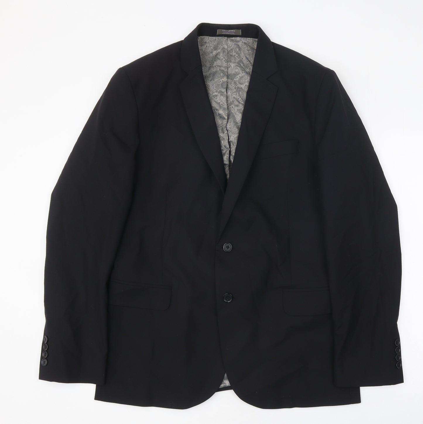 Simon Jersey Mens Black Polyester Jacket Suit Jacket Size 42