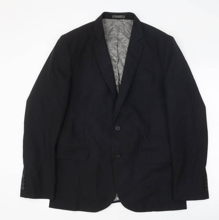 Simon Jersey Mens Black Polyester Jacket Suit Jacket Size 42