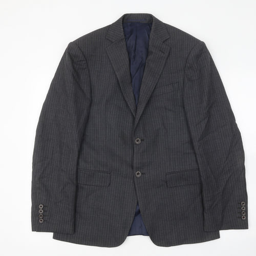 Marks and Spencer Mens Grey Striped Wool Jacket Suit Jacket Size 38