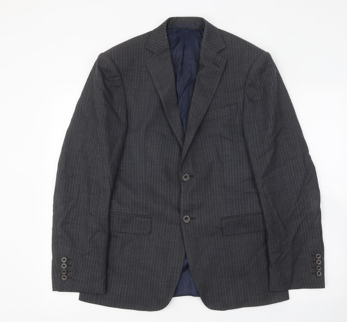 Marks and Spencer Mens Grey Striped Wool Jacket Suit Jacket Size 38