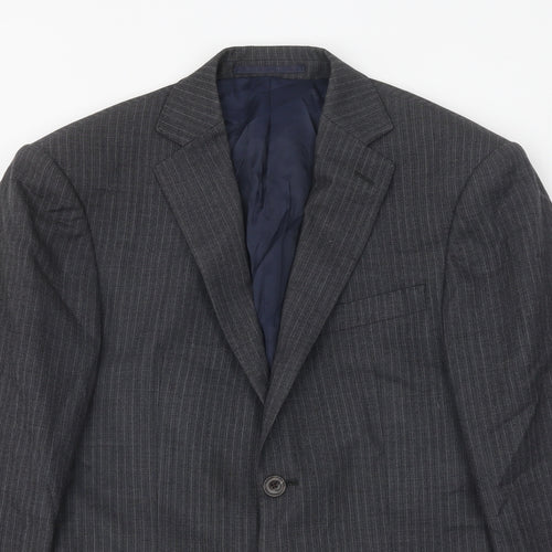 Marks and Spencer Mens Grey Striped Wool Jacket Suit Jacket Size 38