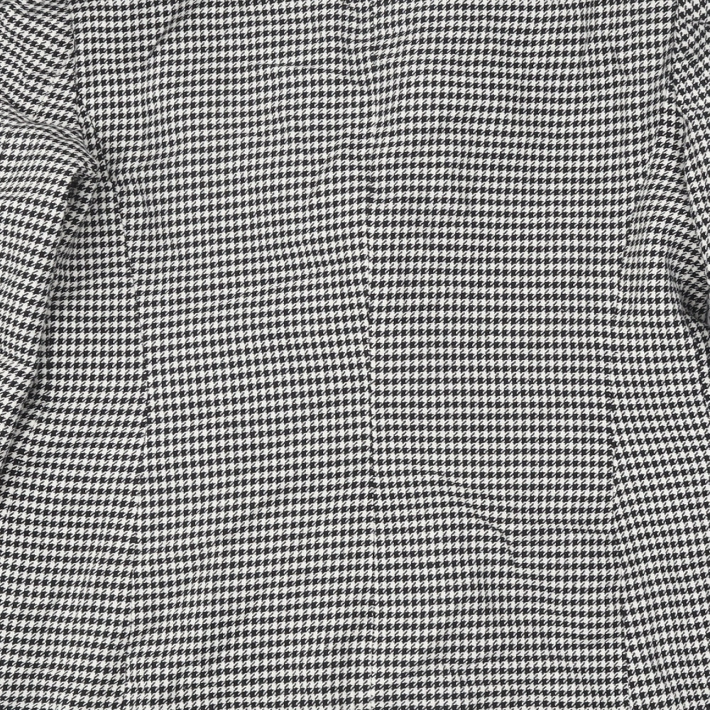 Zara Womens White Geometric Jacket Blazer Size XL Button - Houndstooth Pattern