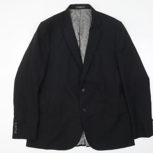 Simon Jersey Mens Black Polyester Jacket Suit Jacket Size 42