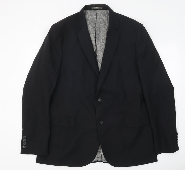 Simon Jersey Mens Black Polyester Jacket Suit Jacket Size 42