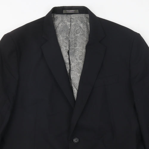 Simon Jersey Mens Black Polyester Jacket Suit Jacket Size 42