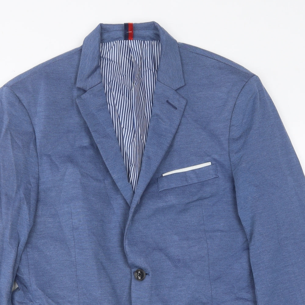 Zara Mens Blue Polyester Jacket Suit Jacket Size 52