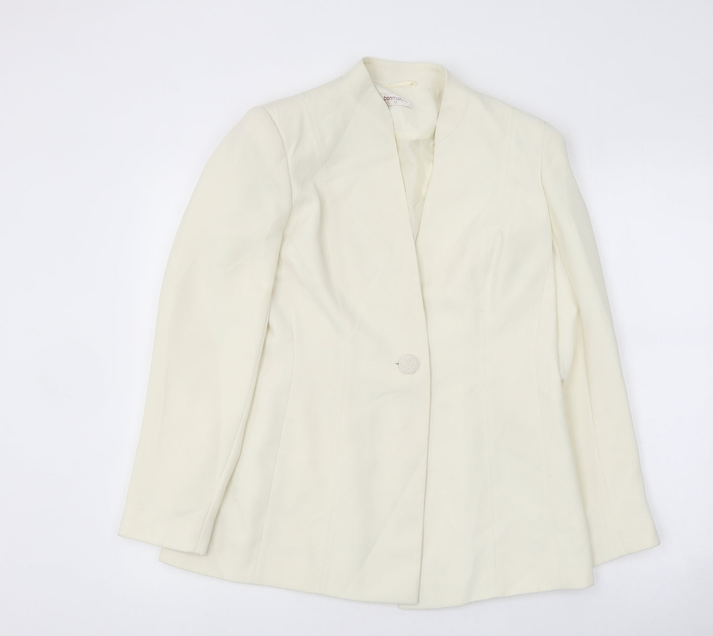 Bonmarché Womens White 100% Cotton Jacket Suit Jacket Size 12