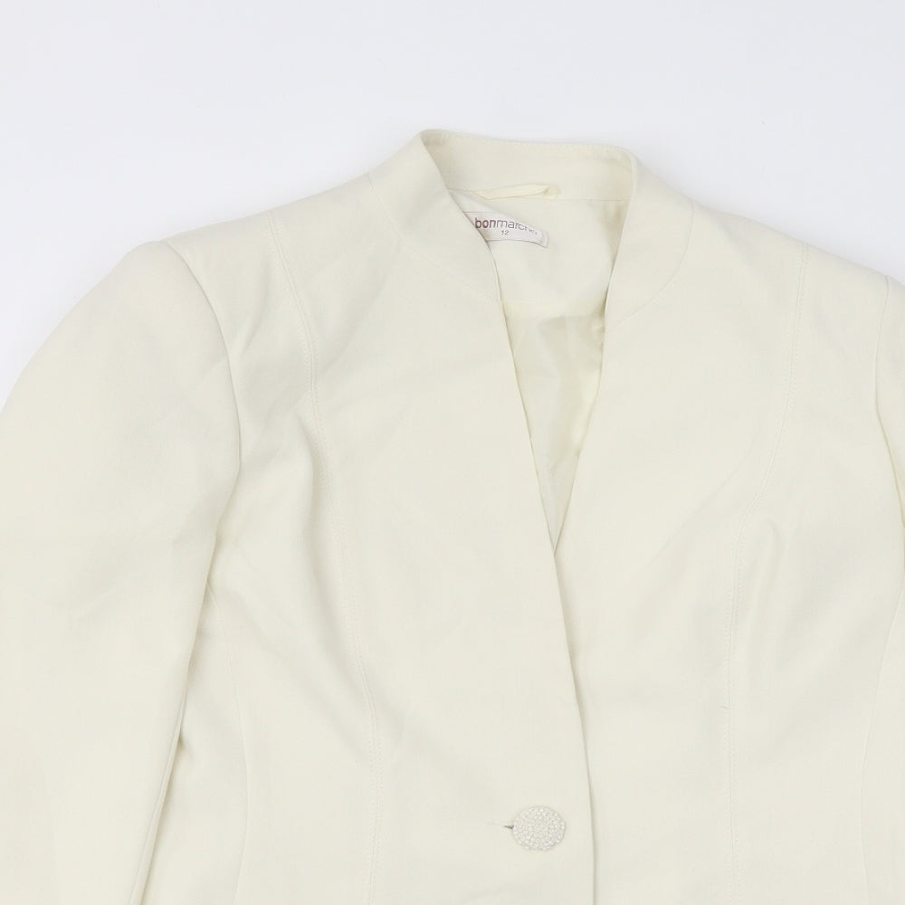 Bonmarché Womens White 100% Cotton Jacket Suit Jacket Size 12
