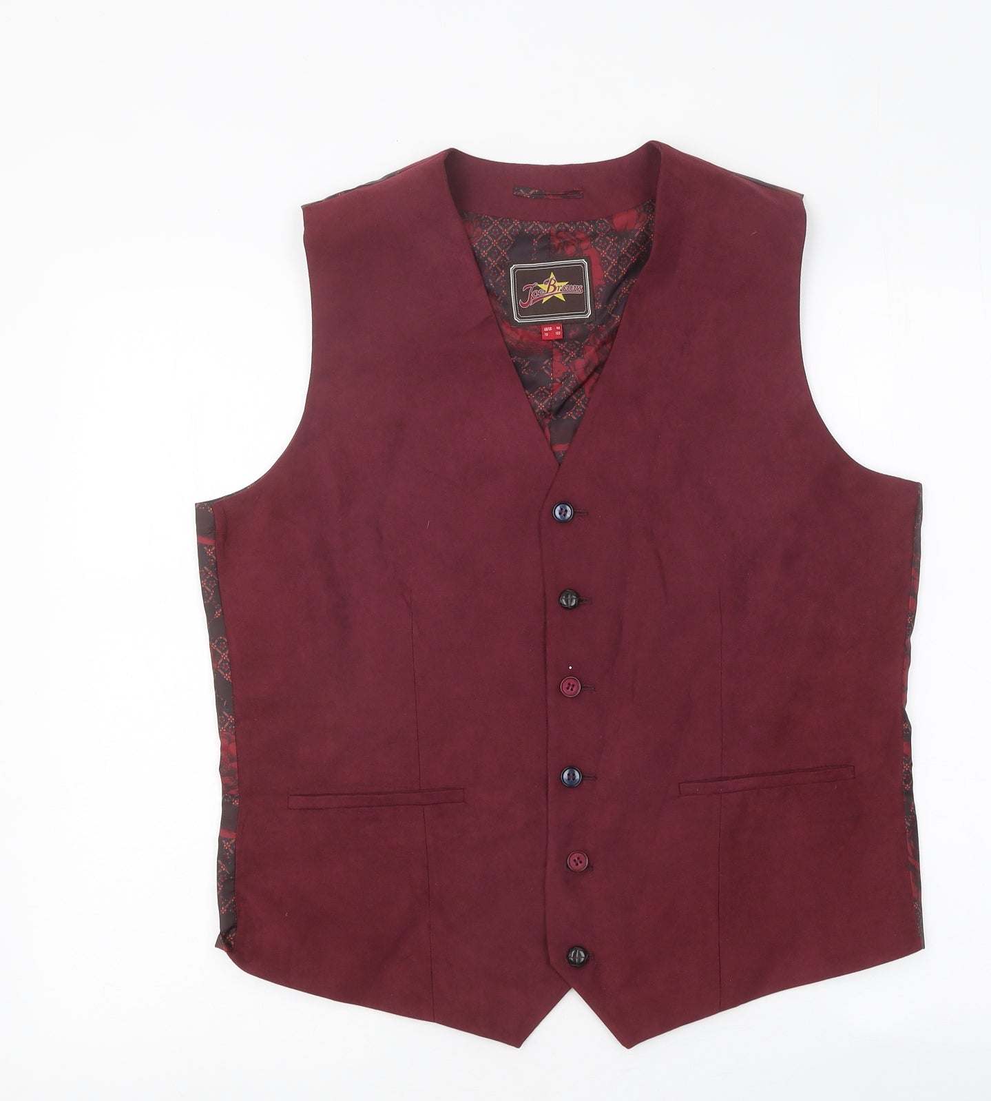 Joe Browns Mens Red Polyester Jacket Suit Waistcoat Size 40