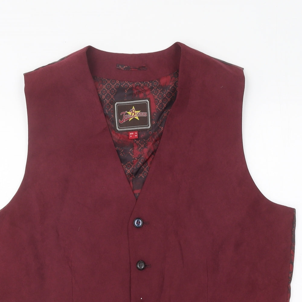 Joe Browns Mens Red Polyester Jacket Suit Waistcoat Size 40