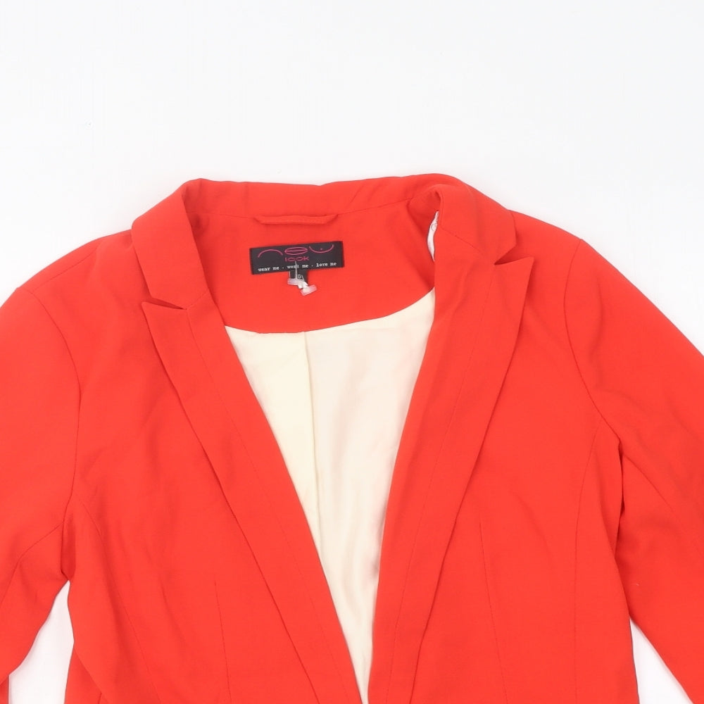 New Look Womens Red Jacket Blazer Size 10