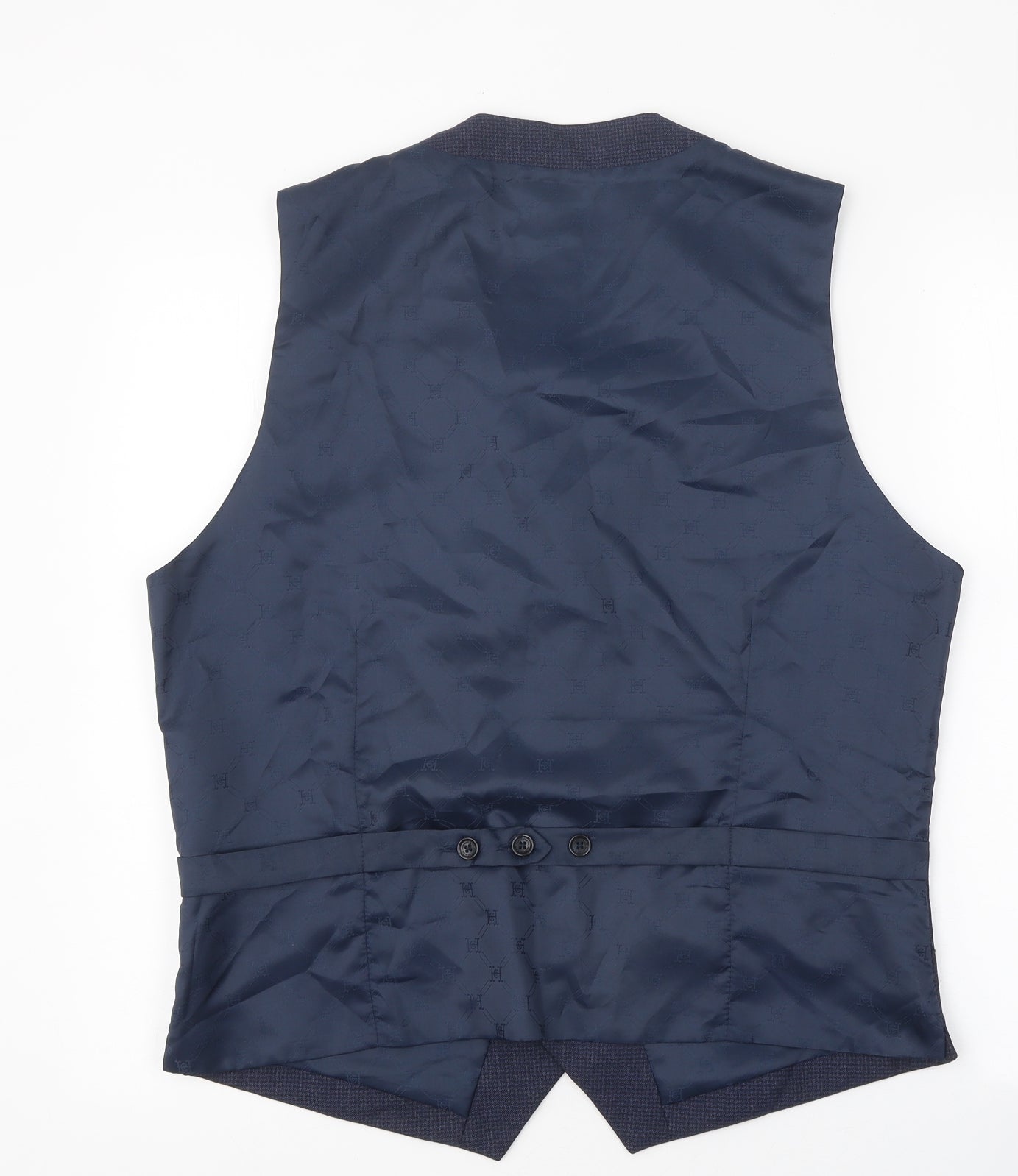 Hammond & Co Mens Blue Geometric Gilet Waistcoat Size 42 Button