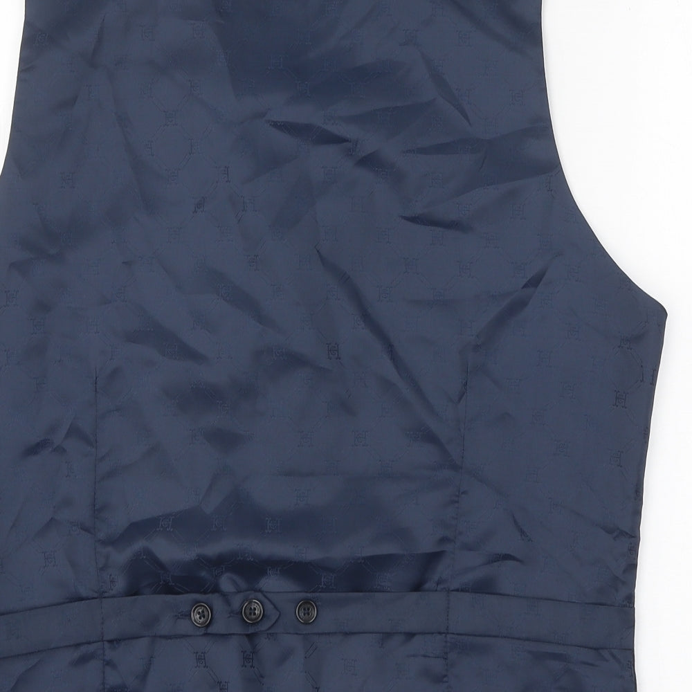 Hammond & Co Mens Blue Geometric Gilet Waistcoat Size 42 Button