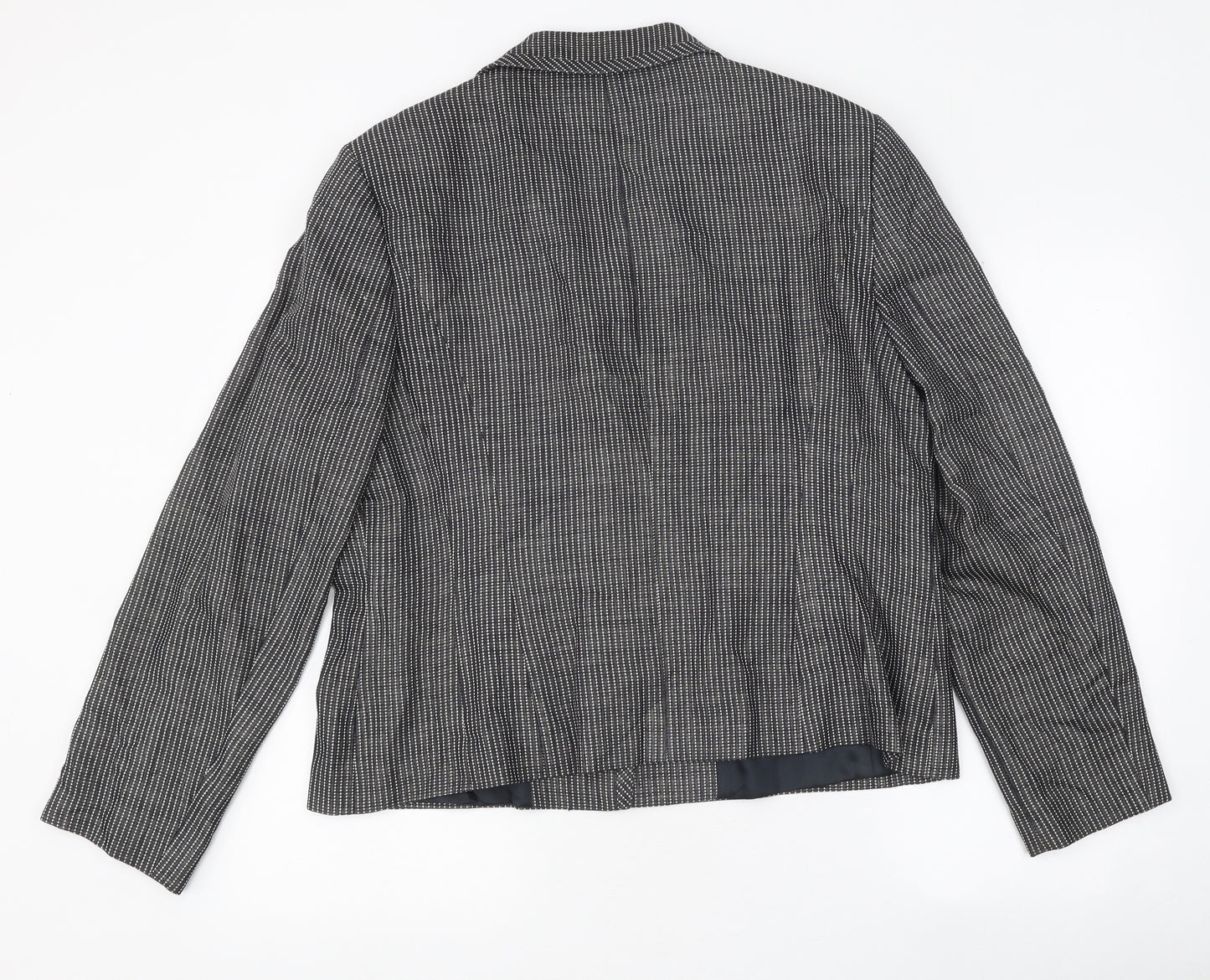 Viyella Womens Black Geometric Jacket Blazer Size 18 Button