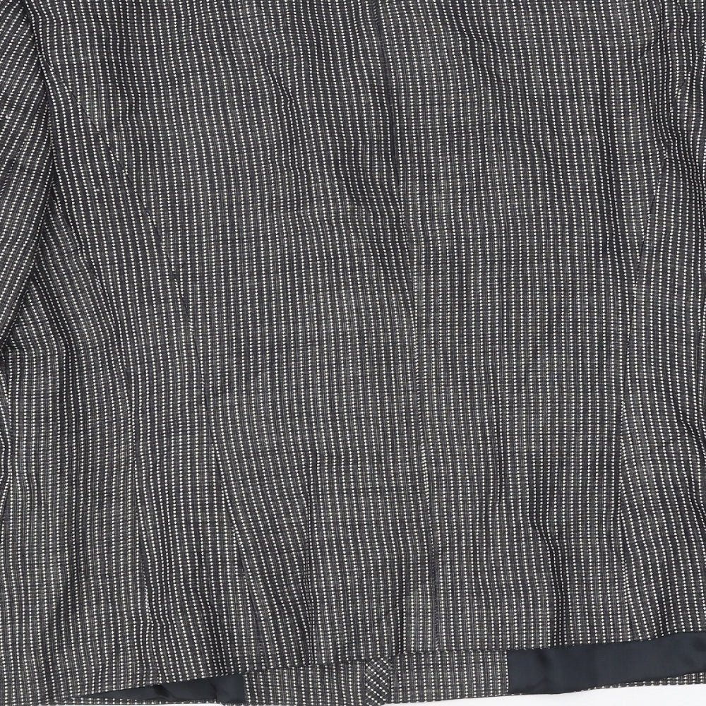 Viyella Womens Black Geometric Jacket Blazer Size 18 Button