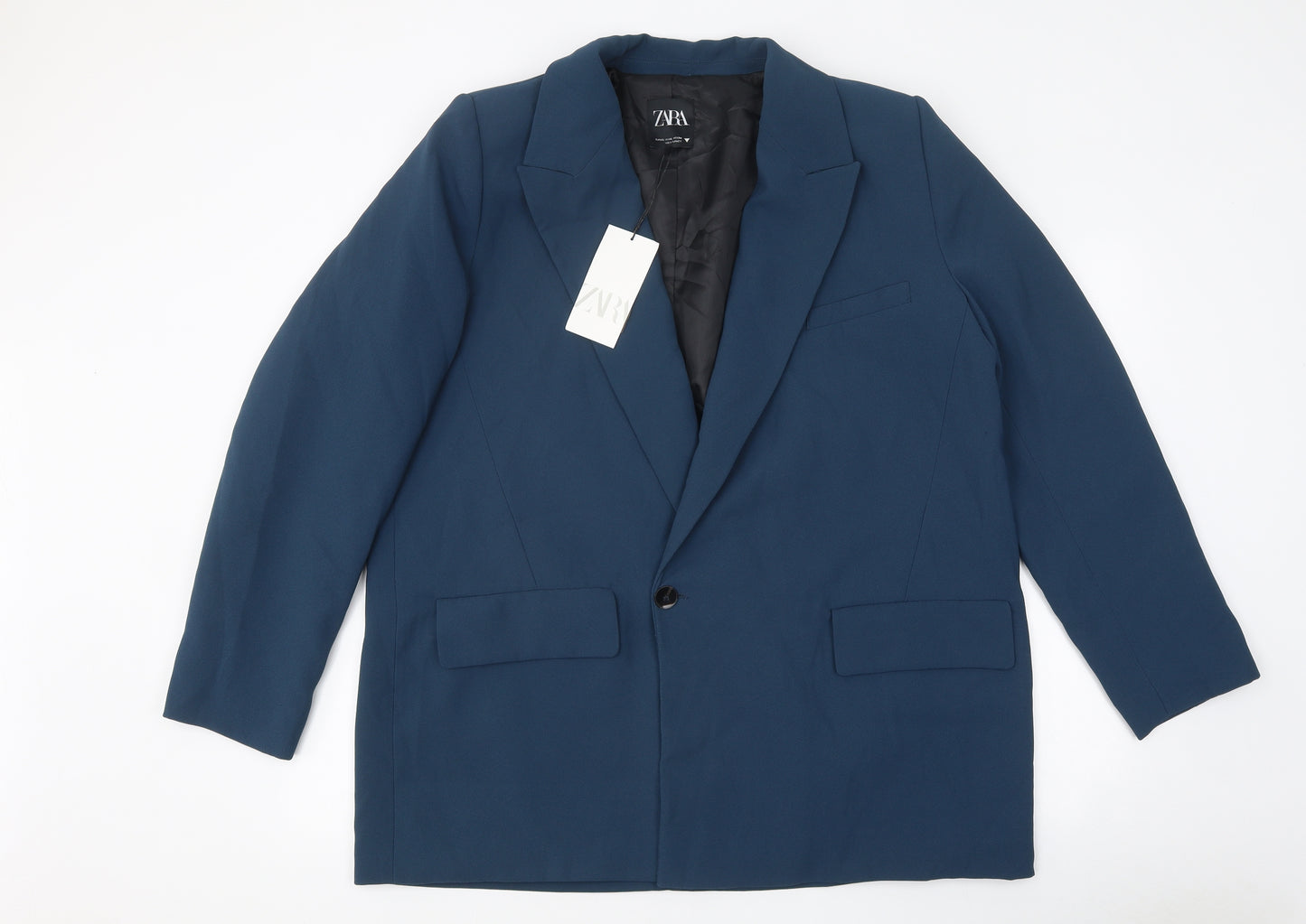Zara Womens Blue Jacket Blazer Size 2XL Button