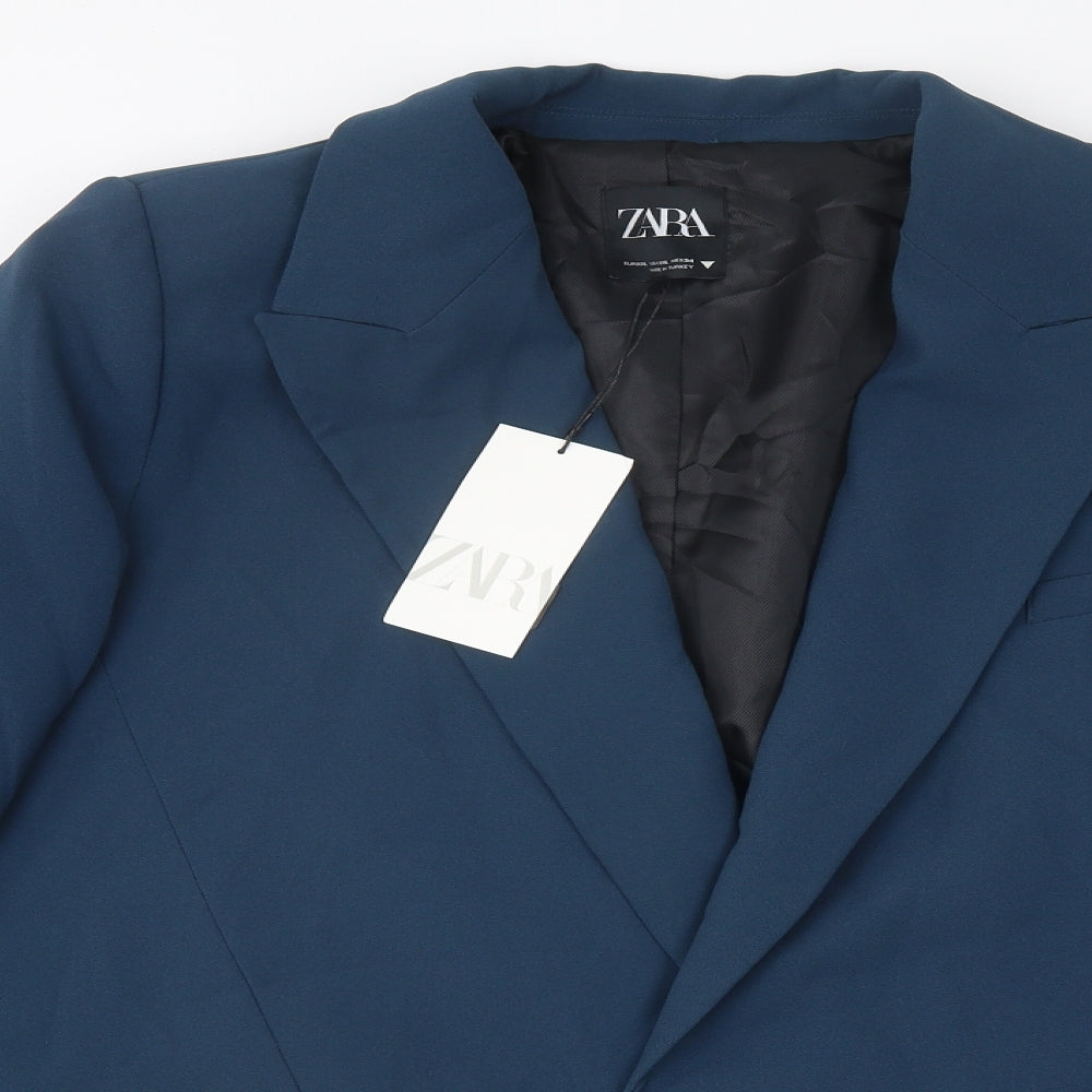 Zara Womens Blue Jacket Blazer Size 2XL Button
