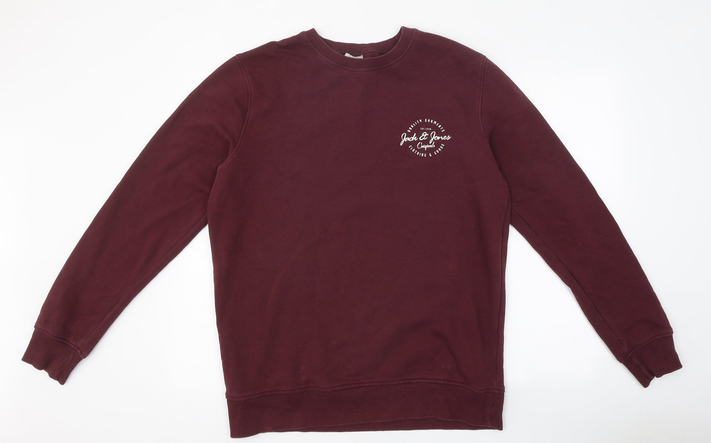 JACK & JONES Mens Red Polyester Pullover Sweatshirt Size L
