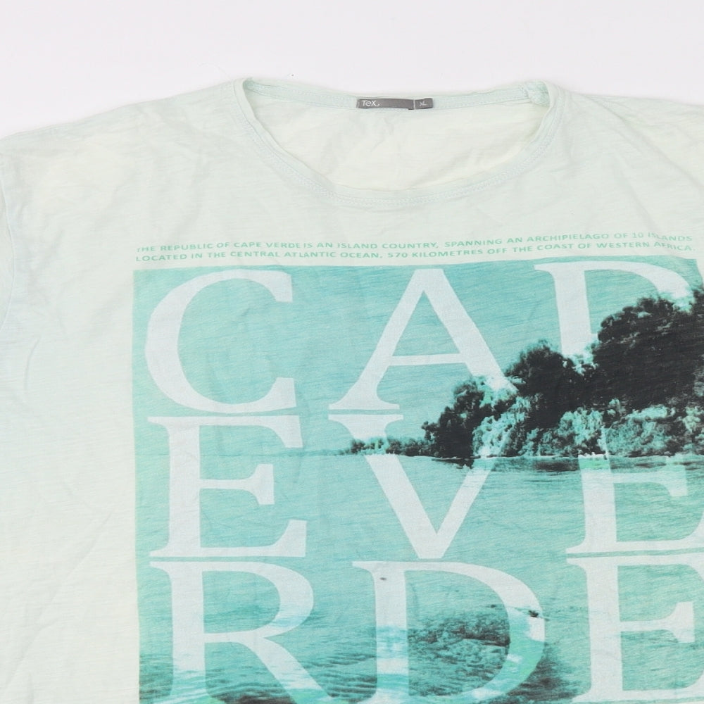 TEX Mens Green Polyester T-Shirt Size XL Round Neck - Cape Verde