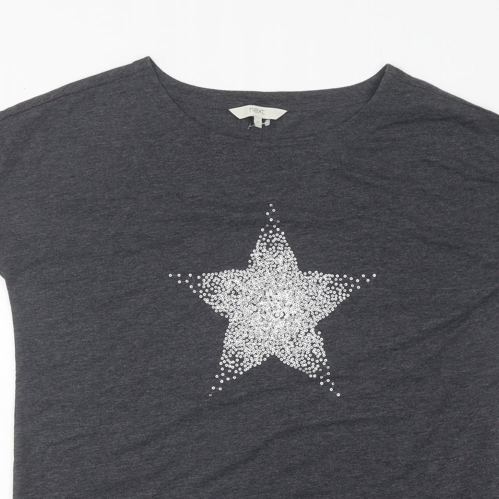 NEXT Womens Grey Polyester Basic T-Shirt Size 12 Round Neck - Star
