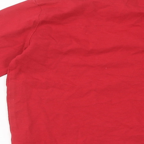 Mini Boden Boys Red 100% Cotton Basic T-Shirt Size 4-5 Years Round Neck Pullover - Christmas Dinosaur