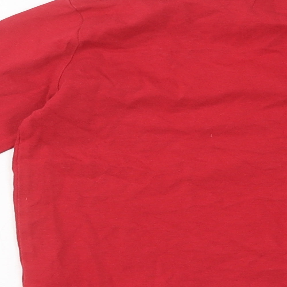 Mini Boden Boys Red 100% Cotton Basic T-Shirt Size 4-5 Years Round Neck Pullover - Christmas Dinosaur