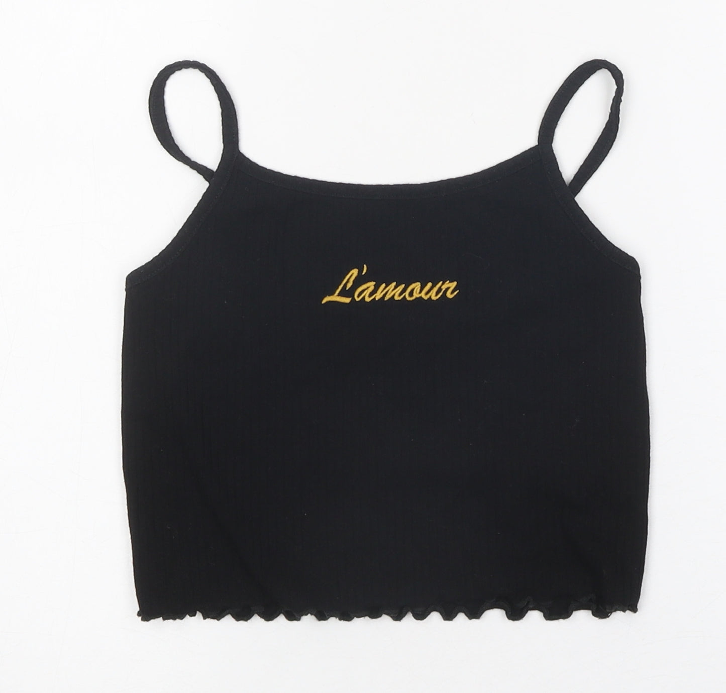 River Island Girls Black Polyester Basic Tank Size 9-10 Years Square Neck Pullover