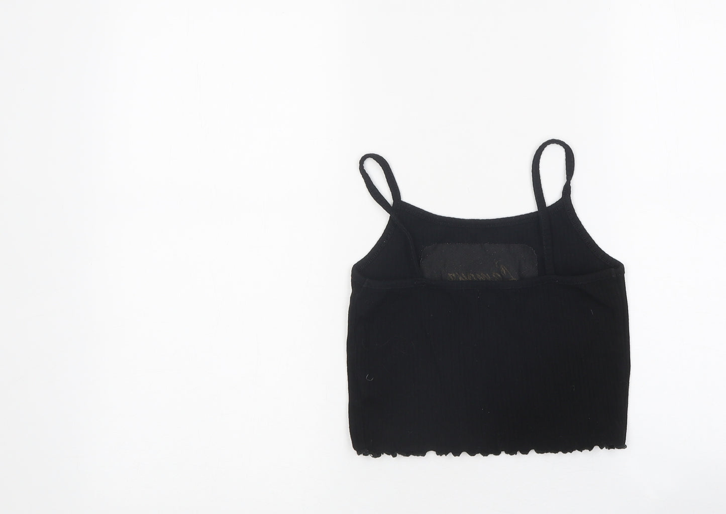 River Island Girls Black Polyester Basic Tank Size 9-10 Years Square Neck Pullover