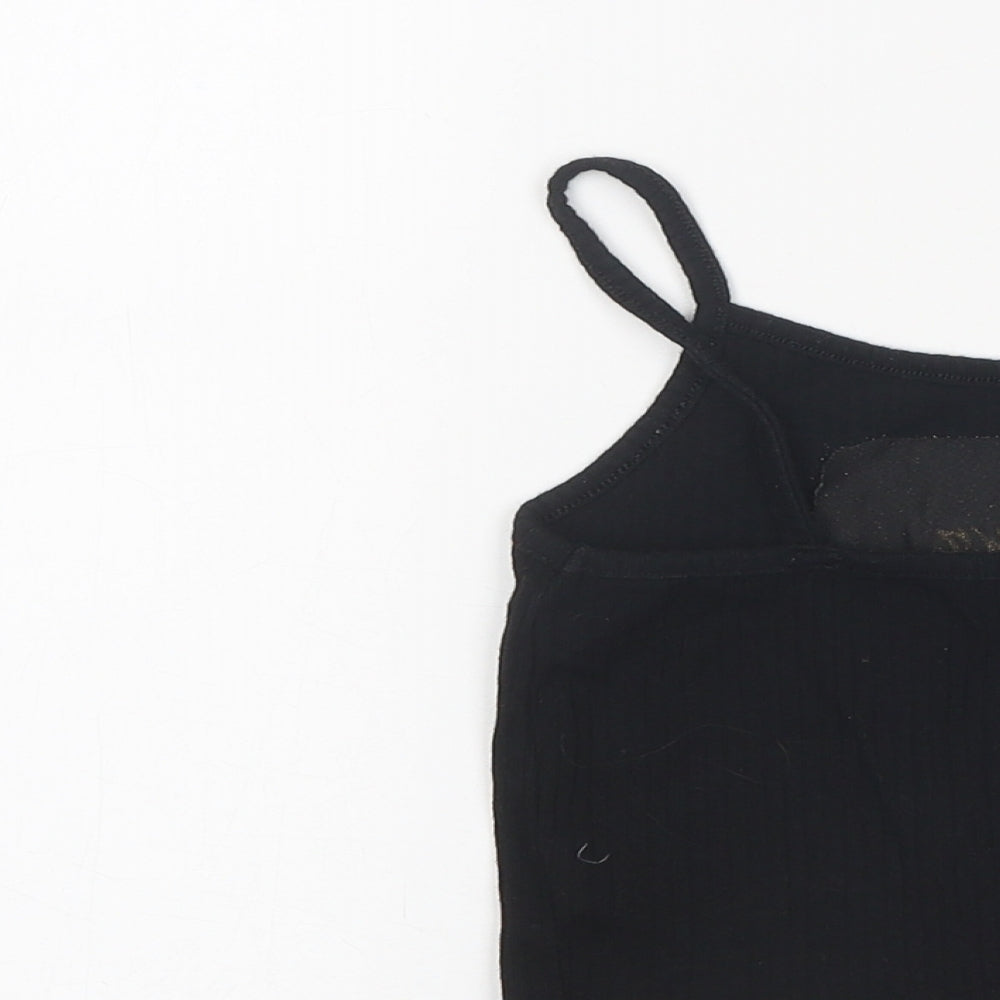 River Island Girls Black Polyester Basic Tank Size 9-10 Years Square Neck Pullover