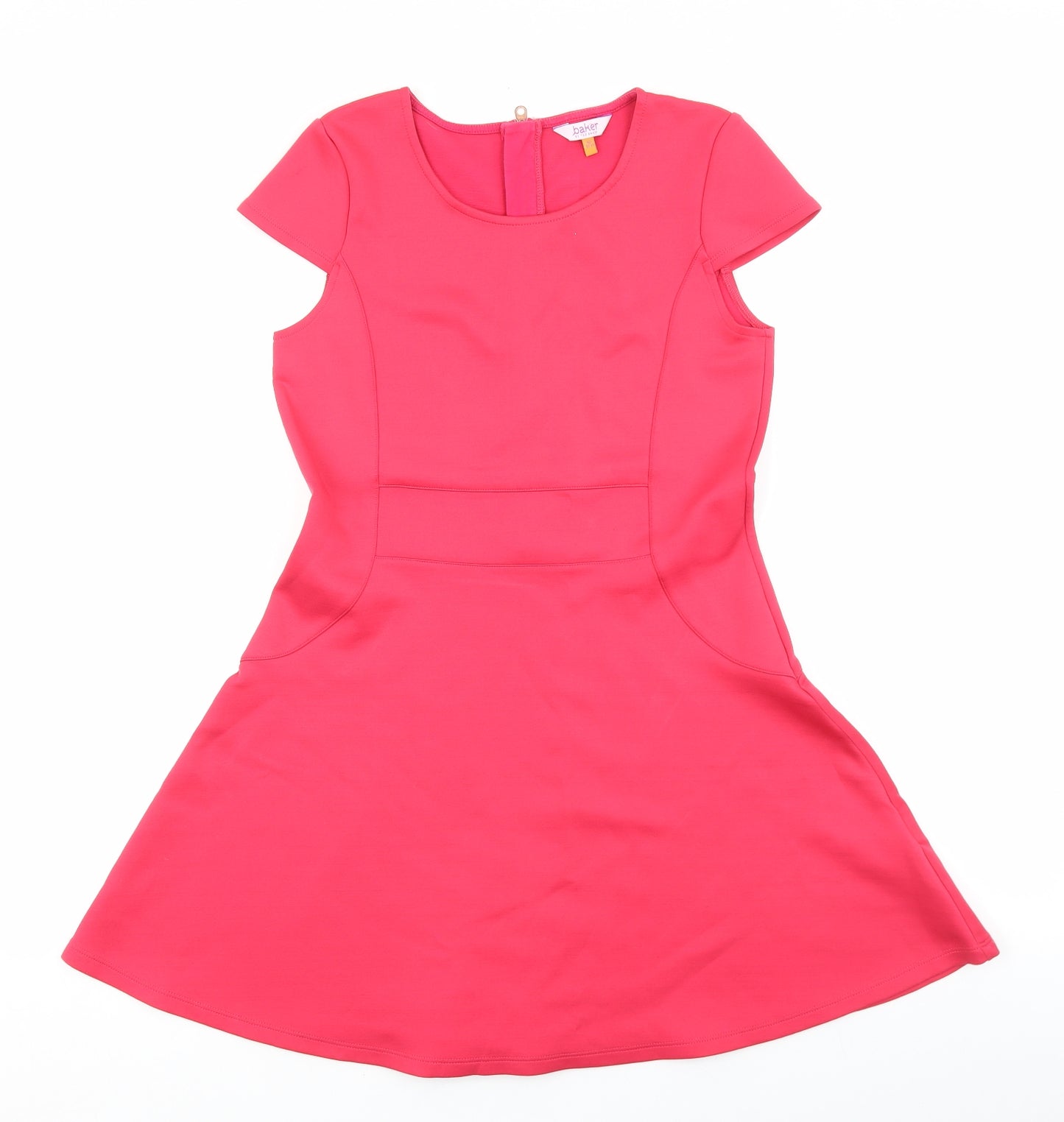 Ted Baker Girls Pink Polyester Fit & Flare Size 12-13 Years Round Neck Zip