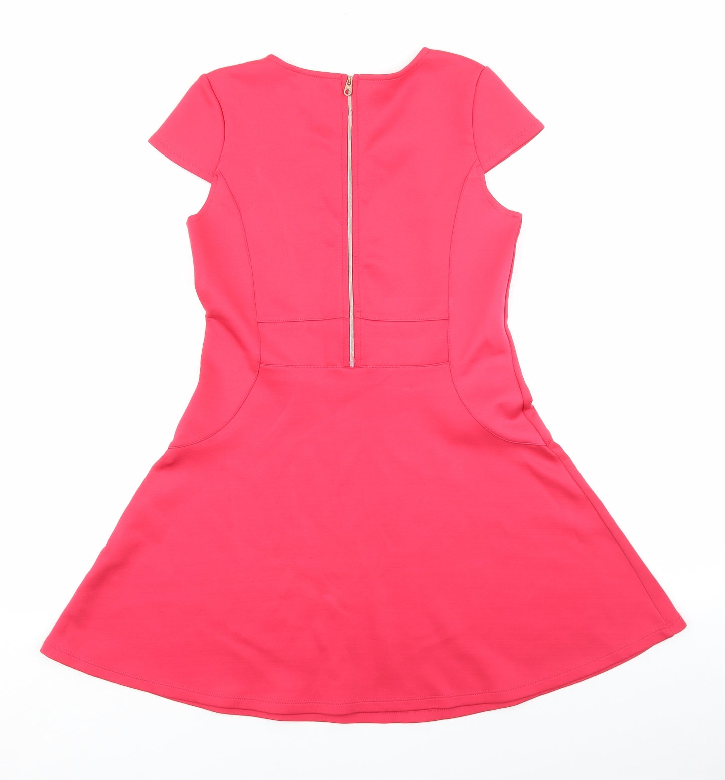 Ted Baker Girls Pink Polyester Fit & Flare Size 12-13 Years Round Neck Zip