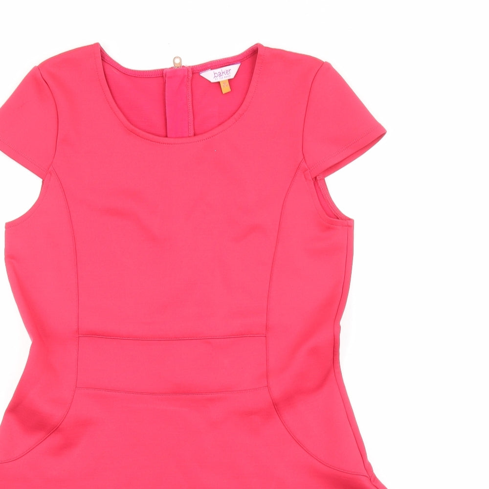 Ted Baker Girls Pink Polyester Fit & Flare Size 12-13 Years Round Neck Zip