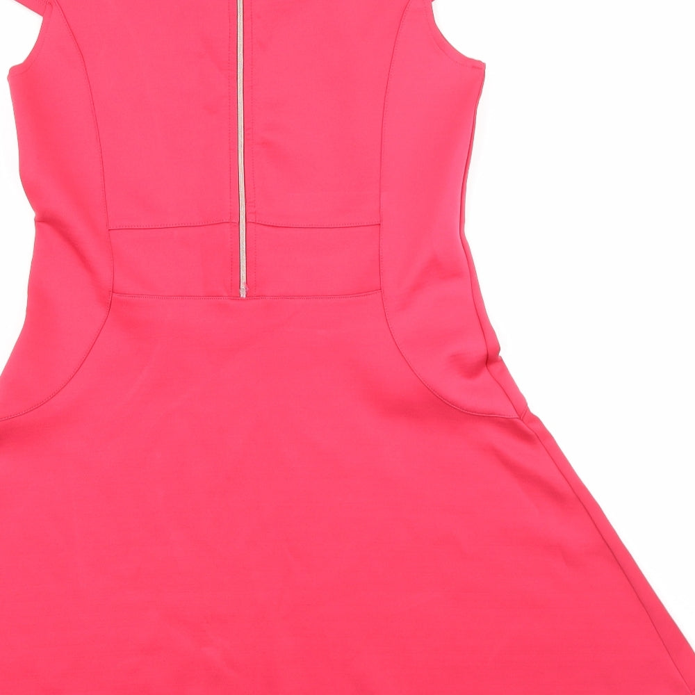 Ted Baker Girls Pink Polyester Fit & Flare Size 12-13 Years Round Neck Zip