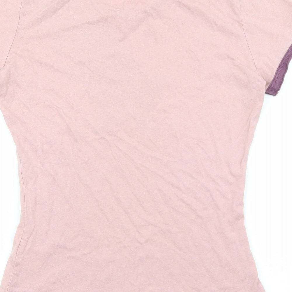 HOOCH Womens Pink 100% Cotton Basic T-Shirt Size 8 Round Neck - Star Pattern