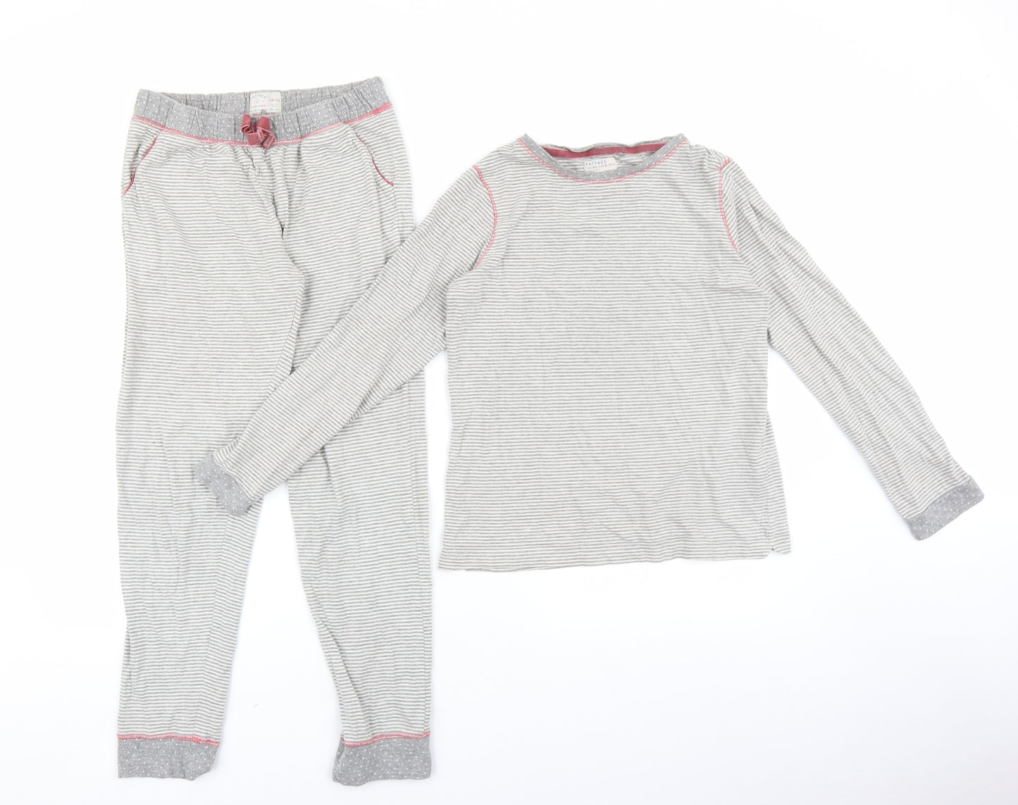Fat Face Girls Grey Striped Cotton Top Lounge Set Size 10-11 Years Pullover