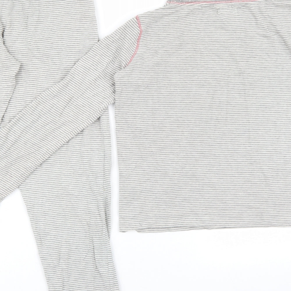 Fat Face Girls Grey Striped Cotton Top Lounge Set Size 10-11 Years Pullover