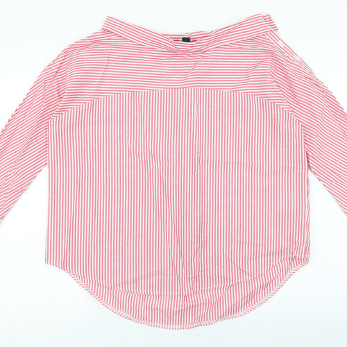 New Look Womens Multicoloured Striped Cotton Basic Blouse Size 8 Boat Neck