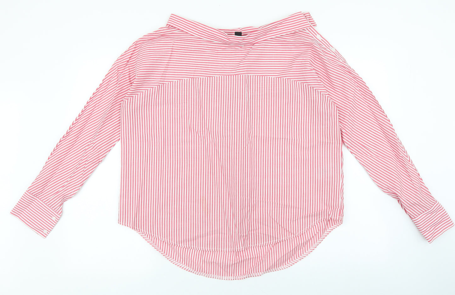 New Look Womens Multicoloured Striped Cotton Basic Blouse Size 8 Boat Neck