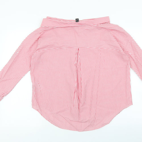New Look Womens Multicoloured Striped Cotton Basic Blouse Size 8 Boat Neck