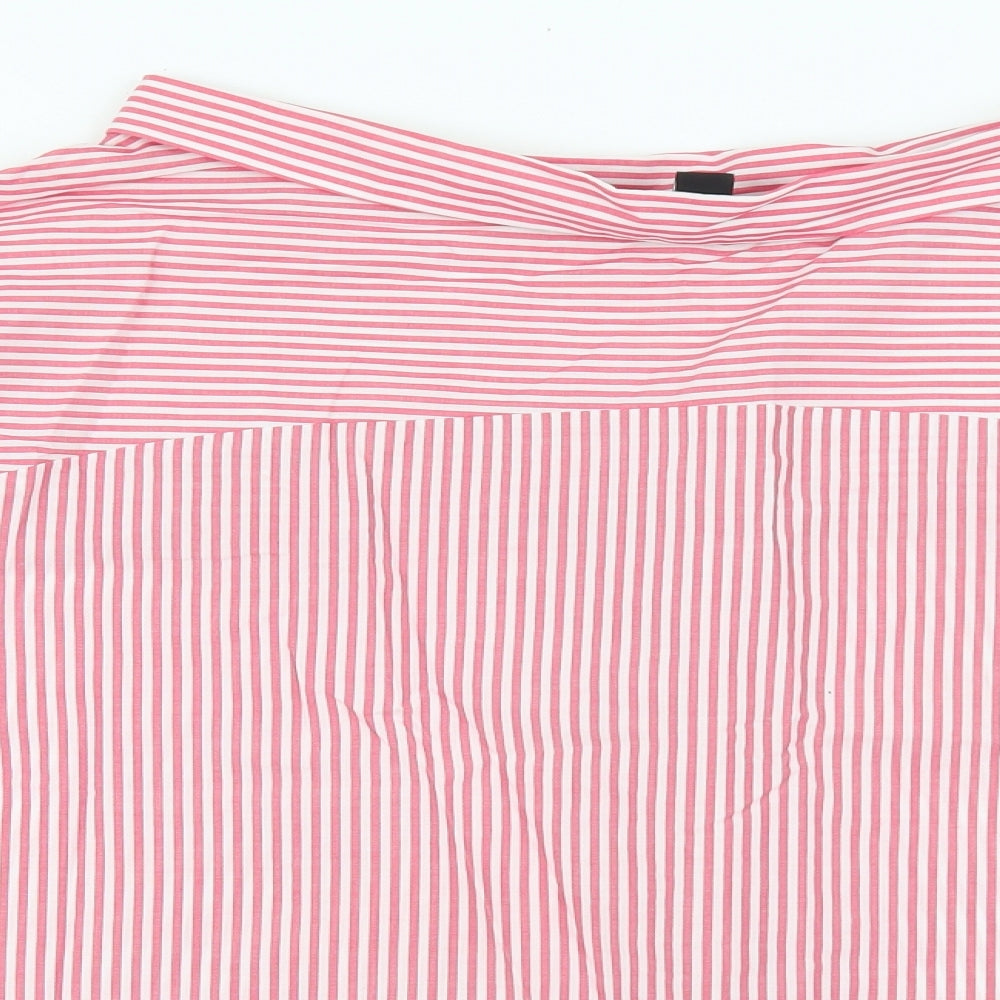 New Look Womens Multicoloured Striped Cotton Basic Blouse Size 8 Boat Neck